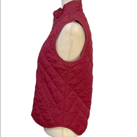 J. Crew Mercantile Burgundy Ruffle Neck Quilted Vest - Picture 6 of 11